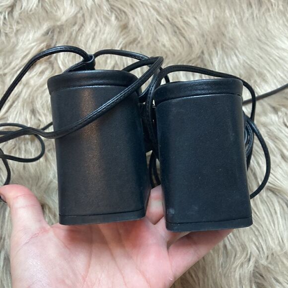 DREAM PAIRS Lace Up Wrap Strappy Block High Heel Square Open Toe Chunky Sandal - Picture 9 of 12